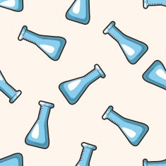 Test tubes and beakers cartoon seamless pattern background N3