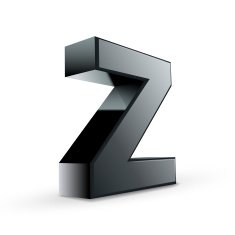 glossy black alphabet Z N2