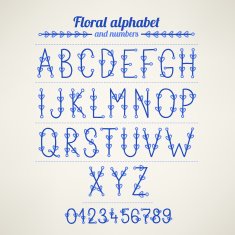 Floral alphabet and numbers