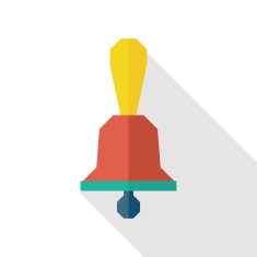 school bell flat icon with long shadow N2