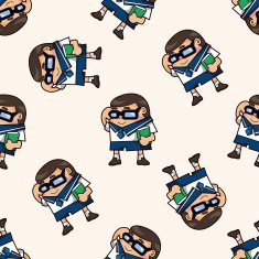student cartoon seamless pattern background N15