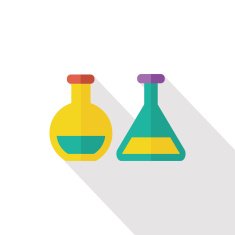 Test tubes and beakers flat icon with long shadow N4