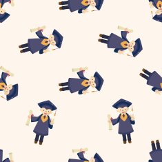 graduate student cartoon seamless pattern background N2