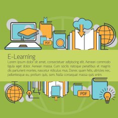 E-Learning Linear Icons Layout Background