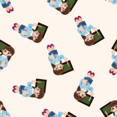 person character teacher cartoon seamless pattern background N2