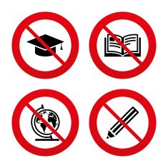 Pencil and open book signs Graduation cap icon N43