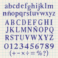 Blue alphabet handmade