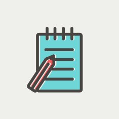 Writing pad and pen thin line icon N3