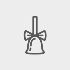 School bell with ribbon thin line icon N2
