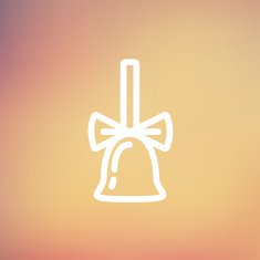 School bell with ribbon thin line icon N3