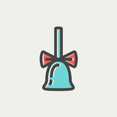 School bell with ribbon thin line icon N4