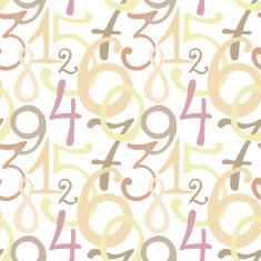 Seamless pattern with hand drawn painted numbers