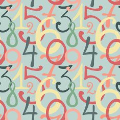 Seamless pattern with hand drawn painted numbers N3
