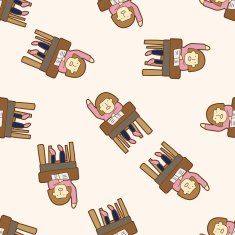 student cartoon seamless pattern background N78