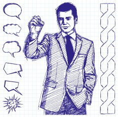Sketch Businessman Writing Something