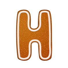 3d lovely gingerbread cookie alphabet H