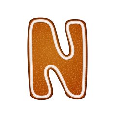 3d lovely gingerbread cookie alphabet N