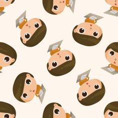 student cartoon seamless pattern background N96