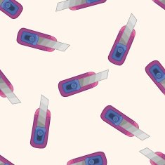 stationary utility knife cartoon seamless pattern background N2