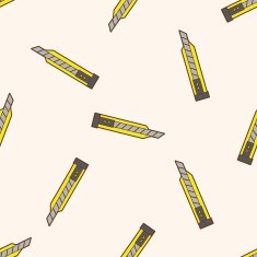 stationary utility knife cartoon seamless pattern background N3
