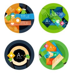 Set of flat design circle option infographics concepts N12