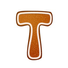 3d lovely gingerbread cookie alphabet T