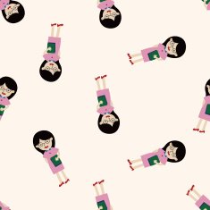 person character teacher cartoon seamless pattern background N4