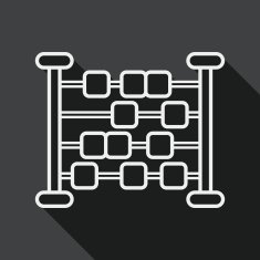 abacus calculation flat icon with long shadow line N2