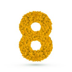 3d yellow leaves number 8