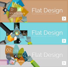 Flat design vector infographic banners with geometric infographics N9