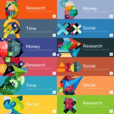 Flat design vector infographic banners with geometric infographics N25