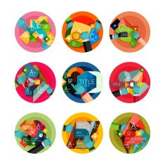 Set of flat design circle option infographics concepts N17