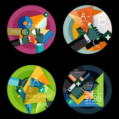 Set of flat design circle option infographics concepts N19