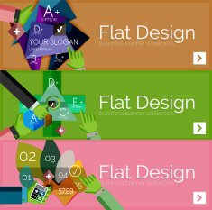 Flat design vector infographic banners with geometric infographics N27