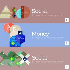 Flat design vector infographic banners with geometric infographics N32