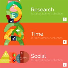 Flat design vector infographic banners with geometric infographics N34