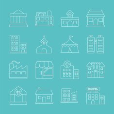 Building line icon set N2