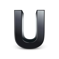 3d black letter U