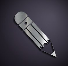 Flat metallic logo pencil