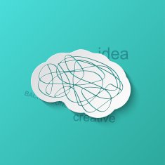 Vector modern brain icon on blue background