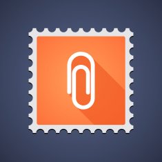 Mail stamp with a clip