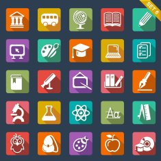Education icon set - flat design