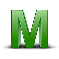 3d green letter M N3