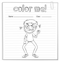 Coloring worksheet with a man