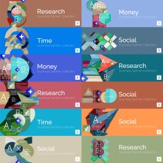 Flat design vector infographic banners with geometric infographics N48