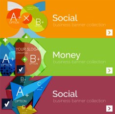 Flat design vector infographic banners with geometric infographics N58
