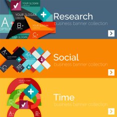 Flat design vector infographic banners with geometric infographics N59