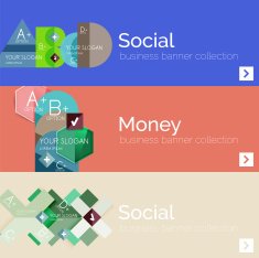 Flat design vector infographic banners with geometric infographics N62