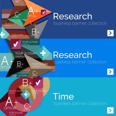 Flat design vector infographic banners with geometric infographics N65