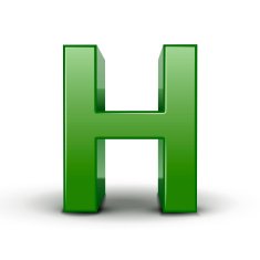 3d green letter H N2
